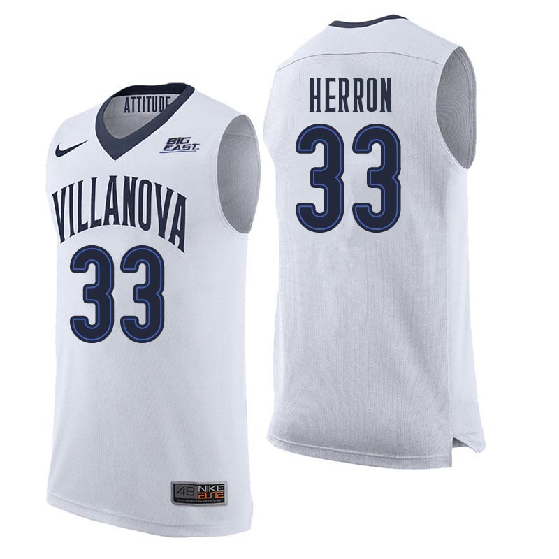 Men Villanova Wildcats #33 Keith Herron College Basketball Jerseys Sale-White - Click Image to Close